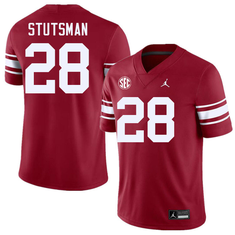 #28 Danny Stutsman Oklahoma Sooners 2024 SEC Conference College Football Jerseys-Throwback